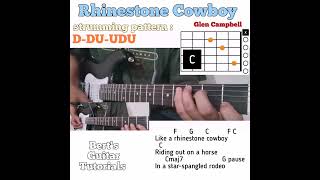 Rhinestone Cowboy  Glen Campbell guitar chords w lyrics amp strumming tutorial [upl. by Acirne]