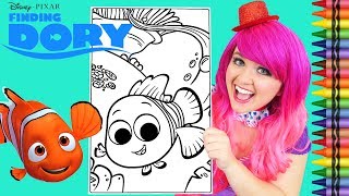 Coloring Nemo Finding Dory GIANT Coloring Book Page Crayola Crayons  KiMMi THE CLOWN [upl. by Ydassac]