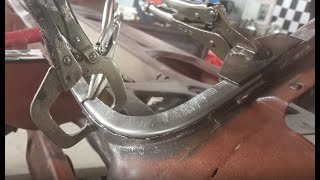 How to use a shrinker  stretcher tool to fabricate a rust repair patch  Charger restoration [upl. by Philana]