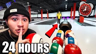 24 HOUR OVERNIGHT UNDERGROUND BOWLING ALLEY CHALLENGE [upl. by Latreshia]