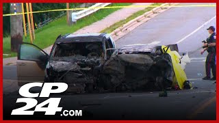 1 dead 8 injured in multi vehicle crash in Oshawa [upl. by Brause]