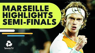 Rublev vs Bonzi AugerAliassime vs Safiullin  Marseille 2022 SemiFinal Highlights [upl. by Teerprah]