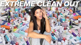 EXTREME CLEAN OUT Makeup Skincare Bathroom amp Closet [upl. by Ahsitil336]