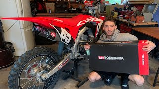 Honda CRF250R Dual Yoshimura Exhaust VS Stock My first Sponsor [upl. by Ailero422]