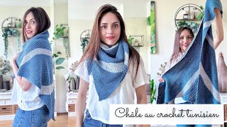 Comment faire un Châle au crochet tunisien ✨ Modèle Débutant Unisexe 🧶 Tuto crochet gratuit [upl. by Balliett]