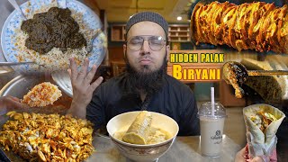 PALAK BIRYANI IN GULSHAN RAVI  EXPLORING HIDDEN FOOD PLACES  LABANESE WRAP  KASURI FALOODA [upl. by Dolloff]