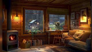 Cozy Night Retreat  Rainy Fireplace Ambiance Thunderstorm Sounds for Relaxing Serenity [upl. by Suravat544]