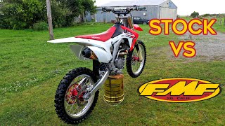 CRF250R 2014  Stock exhaust vs fmf 41 [upl. by Kip]