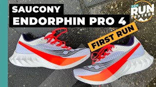 Saucony Endorphin Pro 4 First Run Review Four runners test Saucony’s carbon racer [upl. by Nyliuqcaj]