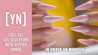 Full Set Gel Sculpture with Glitter Ombre [upl. by Neirol773]