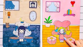 🥰Paper DIY🥰 Wednesdays and Enids Rooms 1 We Build Rich vs Poor Room  Sam Cute Paper [upl. by Eldwin261]