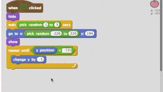 Having a Sprite Fall From the Top of the Screen Programming in Scratch 20 [upl. by Behlke]