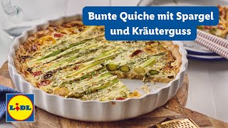 Spargelquiche  Frühlingsrezept Bunte Quiche mit Spargel und Kräuterguss  Lidl Kochen [upl. by Inaluiak459]