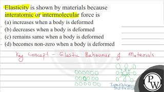 Elasticity is shown by materials because interatomic or intermolecular force is a increases wh [upl. by Paddy966]