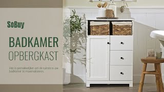 SoBuy Badkamerkast  Badkamer Kolomkast  Lage Kast  Staande Kast  Dressoir丨BZR107W [upl. by Sofie487]