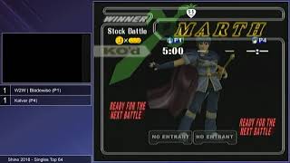 Shine 2018 SSBM  W2W  Bladewise Peach vs Kalvar Marth  Melee Top 64 LR2 [upl. by Ashman449]