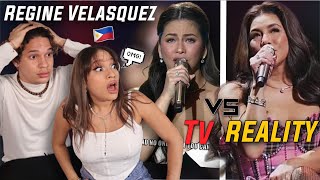 Filipino Television is DIFFERENT Waleska amp Efra react to Regine Velasquez TELEVISION VS REALITY [upl. by Boylston]