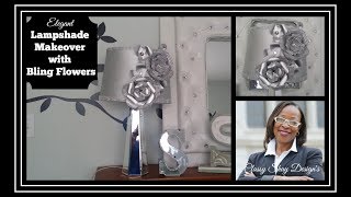 DIY 🌻🌹🌸Lampshade Makeover  Bling Paper Flowers🌸🌺🌻 Home Decor [upl. by Saraann]