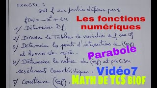 les fonctions numeriques methode simple pour construire une parabolemath de tcs biof [upl. by Meggie]