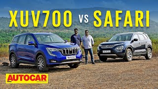 Mahindra XUV700 vs Tata Safari  The big battle of the big Indian SUVs  Comparison  Autocar India [upl. by Shakti616]