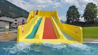 Erlebnistherme Zillertal  Trio Slide Kinderrutsche im Freibad [upl. by Naerda541]