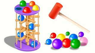 Learn Colors with Wooden Ball Hammer Educational Toys  Colors and Shapes Videos Collection [upl. by Gnoix709]