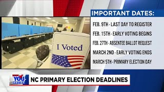 Deadlines for voters to keep in mind as NC primary approaches [upl. by Aleda]