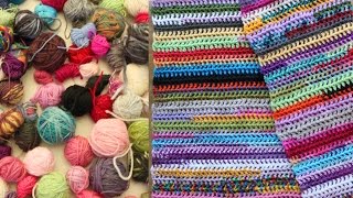 Easy scrap yarn scarf or blanket crochet tutorial [upl. by Sandell]