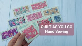 QUILT AS YOU GO RECTANGLES  Tutorial  How to hand quilt as you go [upl. by Ambrogino]