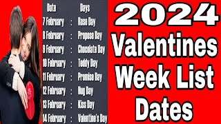 valentine day valentine day kab hai 2024Valentine Day Dates 2024  Valentine Week List Dates 2024 [upl. by Notlrac884]