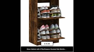 Shoe Cabinet with 2 FlipDrawers Smoked Oak 60x42x108 cm [upl. by Calica]