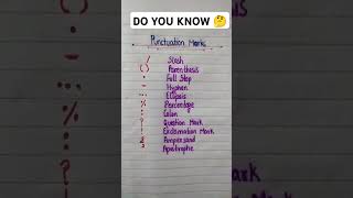 PUNCTUATION  PUNCTUATION MARKS IN ENGLISH GRAMMAR  DO YOU KNOW THESE SYMBOLS ytshorts trending [upl. by Varian]