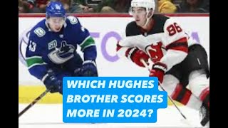 HOCKEYS BACK WHO SCORES MORE POINTS IN 202425 QUINN OR JACK HUGHES hockey nhl devils hughes [upl. by Annnora]