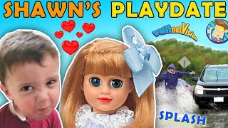 SHAWNS 1st PLAYDATE ❤ UNLUCKY WATER SPLASHING CAR Joke FUNnel V Skits w American Girl [upl. by Idnak356]