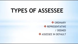 Types of Assessee as per Income Tax Act 1961 [upl. by Oliana]