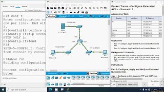 5412 Packet Tracer  Configure Extended IPv4 ACLs  Scenario 1 [upl. by Zehcnas]