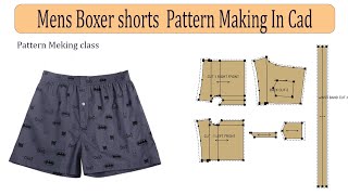 How To Make Mans Boxer Shorts Pattern Mens Boxer Shorts Pattern in cad software [upl. by Bartel]