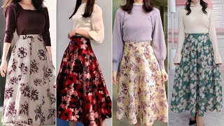 Floral print high waist Aline skirts design with tops ideas [upl. by Barolet]