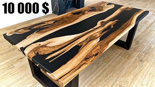 How to make a tableWalnut and epoxy resin table WOODWORKING [upl. by Sukin869]