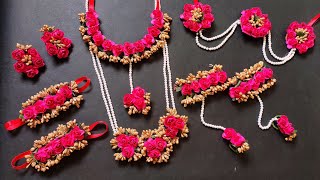 Flower Jewellery Making  Flower Jewellery for haldi  flower Jewellery making at home  Punekar Sne [upl. by Casper438]