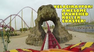 Velociraptor AWESOME Launched Roller Coaster Front Seat POV View IMG Worlds Dubai UAE 60FPS [upl. by Hillhouse]