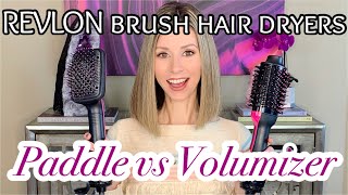 REVLON BRUSH HAIR DRYER REVIEW  One Step Paddle vs Volumizer  Plus Demo for Sleek Straight Hair [upl. by Ebanreb]