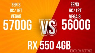 R5 5600G APU OVERCLOCKED TO 2500MHZ VS R7 5700G STOCK VS RX 550 4GB STOCK [upl. by Sices481]