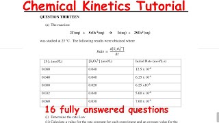 Chemical Kinetics Tutorial Sheet Solutions  includes Linear Regression [upl. by Williams54]