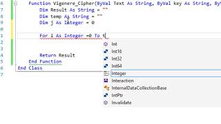 Vigenere Cipher Encryption in VB 2015 [upl. by Ellenad450]