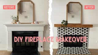 DIY tile fireplace makeover  fireplace makeover DIY  fireplace tile replacement  tile fireplaace [upl. by Nosrettap250]