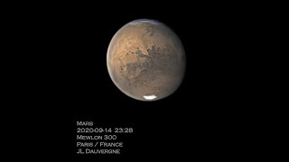 Mars le 14 septembre vue au Mewlon 300 Image traitée en description [upl. by Bruyn]