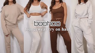 boohoo loungewear haul 2021  HUGE boohoo fall haul loungewear try on haul fall 2021 [upl. by Gaelan]