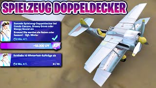 Sammle Spielzeug Doppeldecker bei Condo Canyon Greasy Grove oder Sleepy Sound ein  Fortnite  Orte [upl. by Asenab]