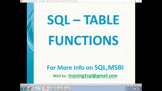 SQL Table Valued Functions [upl. by Segalman]